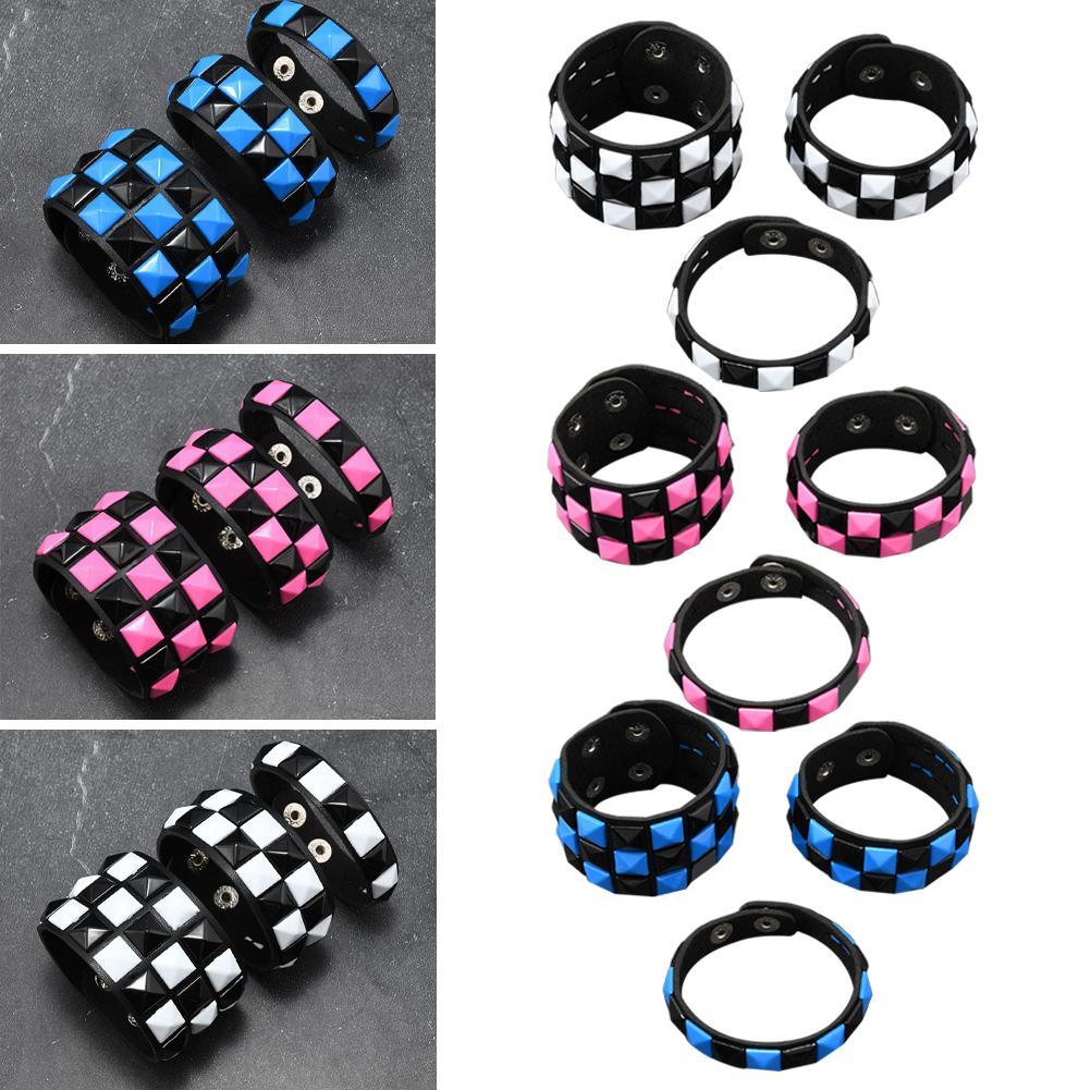 Jewelry Making Rivets - Punk Contrasting Rivets Leather Bracelets Comfortable