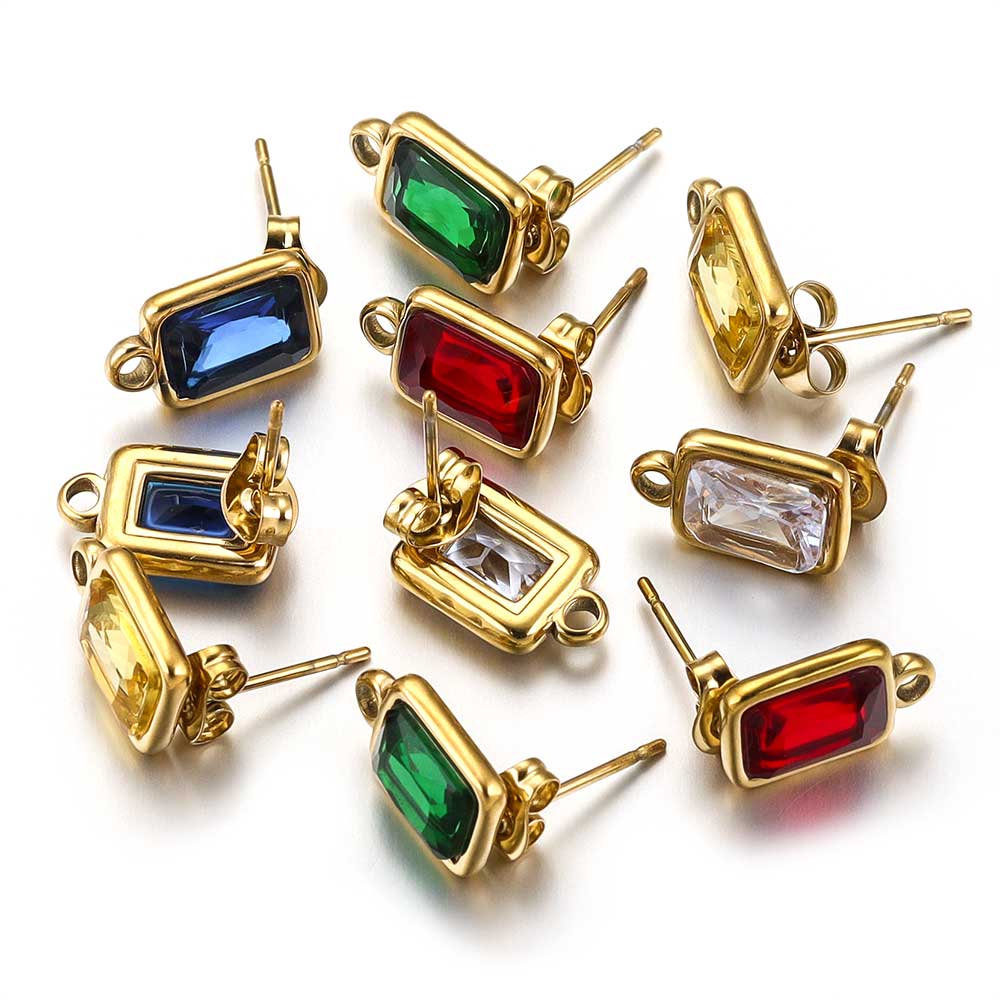 Jewelry Making Rivets - 4pcs Stainless Steel Gold Plated Square