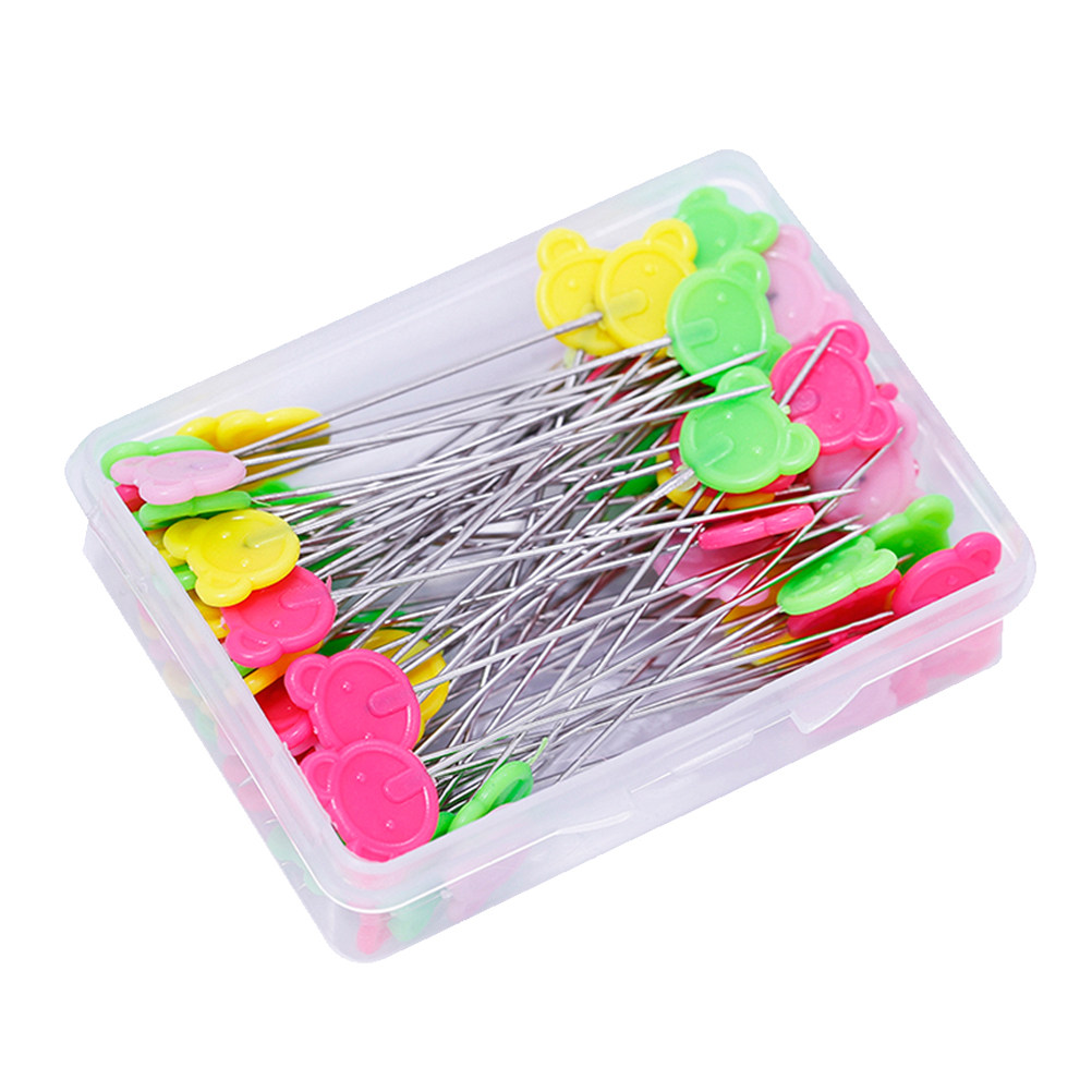 Head Pin Assorted - 50Pcs Assorted Color Flat Bear Head