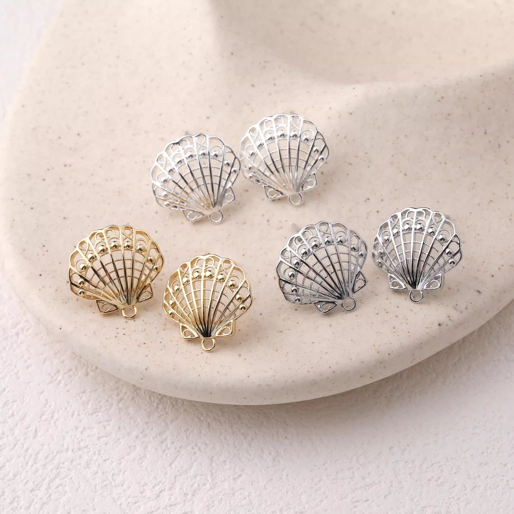Jewelry Making Head Pins - 2PCS Dainty Shell Scallop Ear Studs