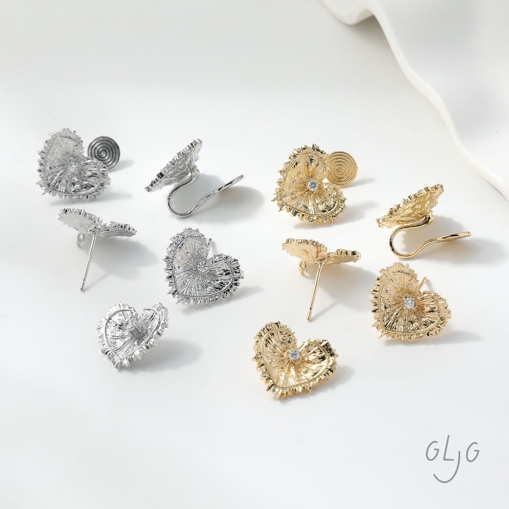 Jewelry Making Head Pins - 4PCS Heart Charms Stud Earrings Ear