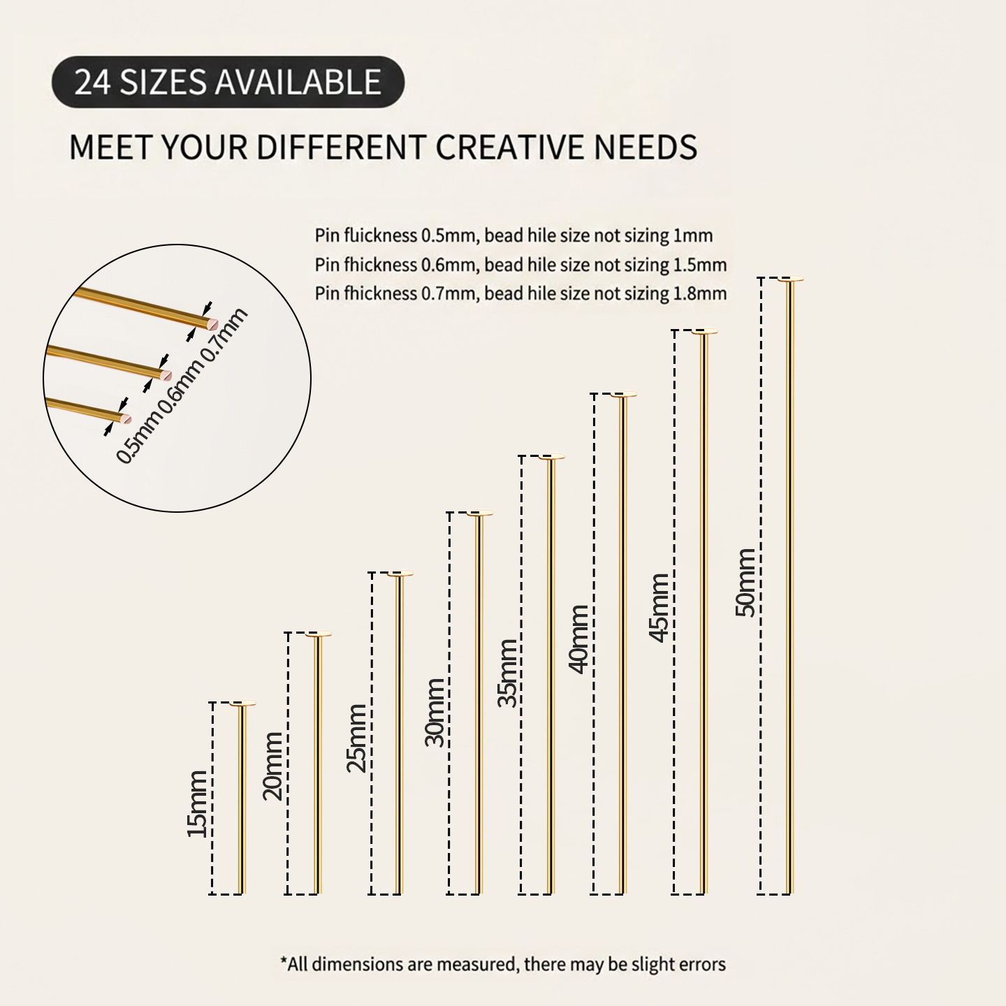 50Pcs 18K Gold Plated Flat Hea - Jewelry Making Head Pins ulasan dan harga