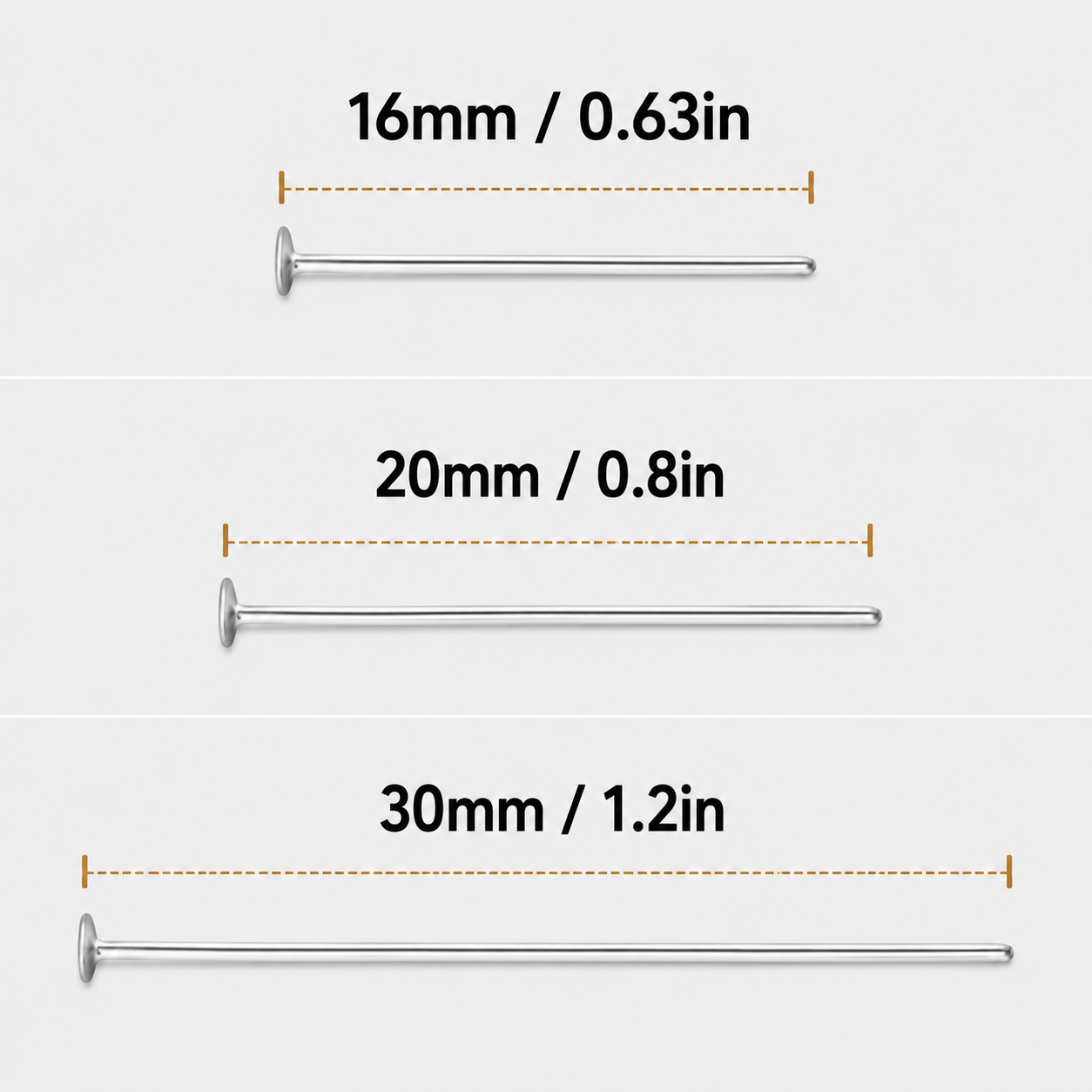 100Pcs Multi Size 16/20/30mm W - Jewelry Making Head Pins ulasan dan harga