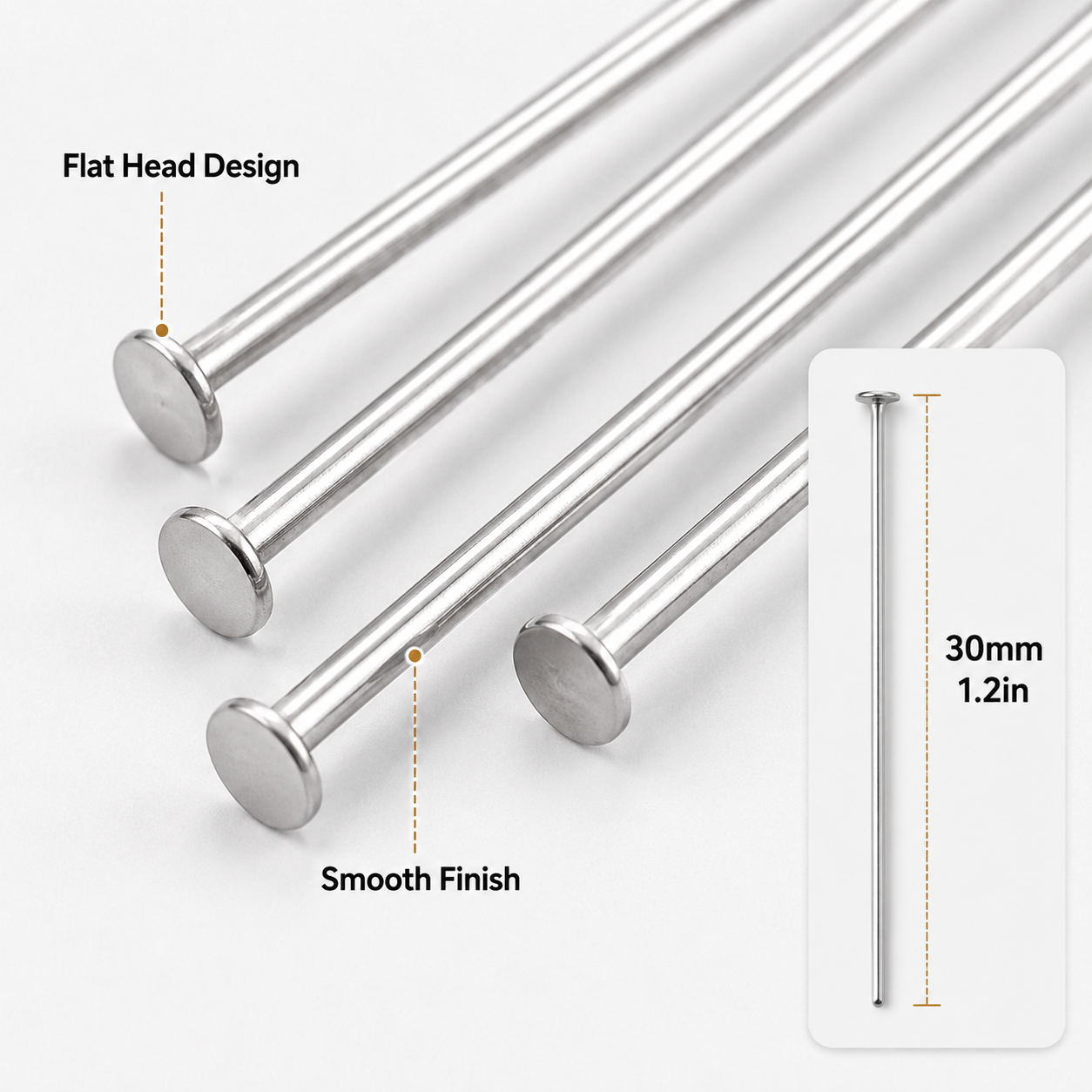 100Pcs Multi Size 16/20/30mm W - Jewelry Making Head Pins ulasan dan harga
