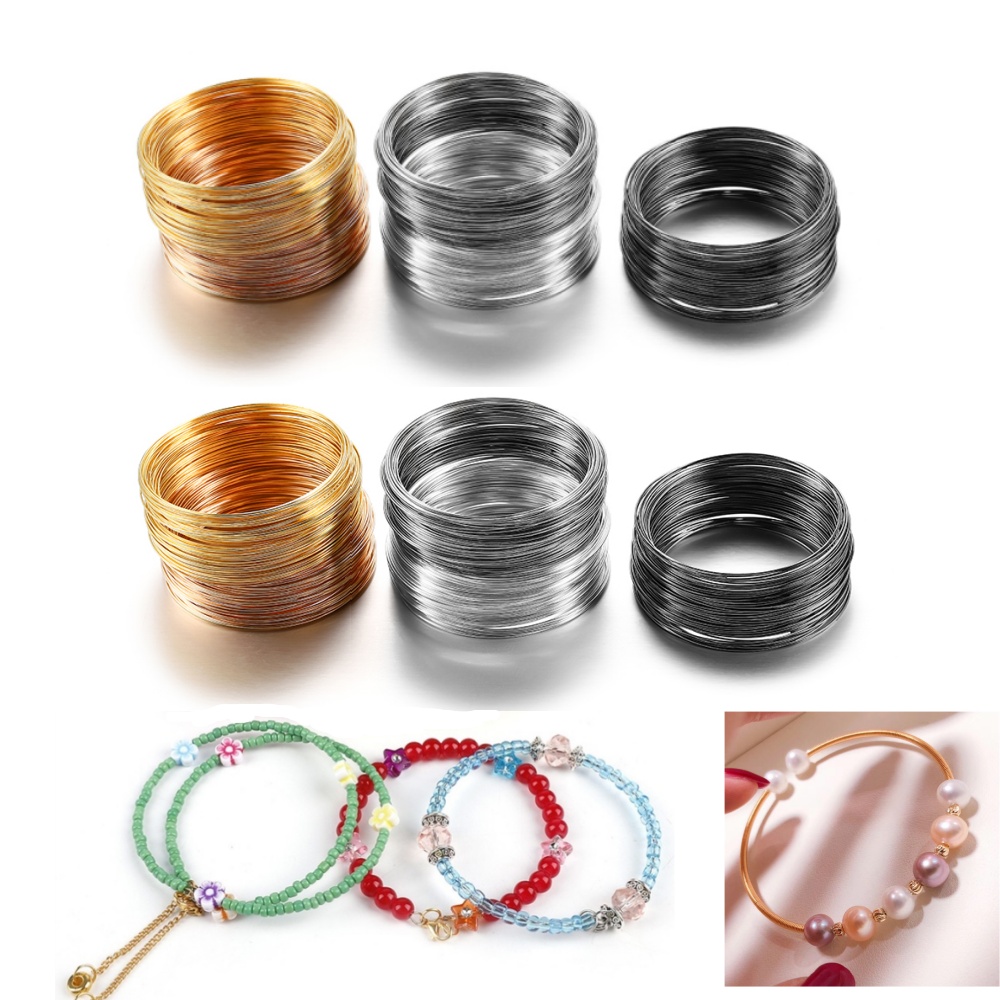100 Loops/lot 0.6mm Silver Gol - Jewelry Making Yarn ulasan dan harga