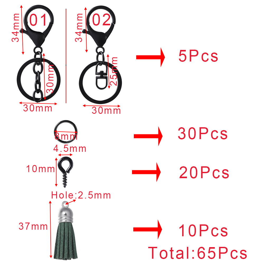 65Pcs/Set Keychain with Key Ri - Jewelry Making Rivets ulasan dan harga