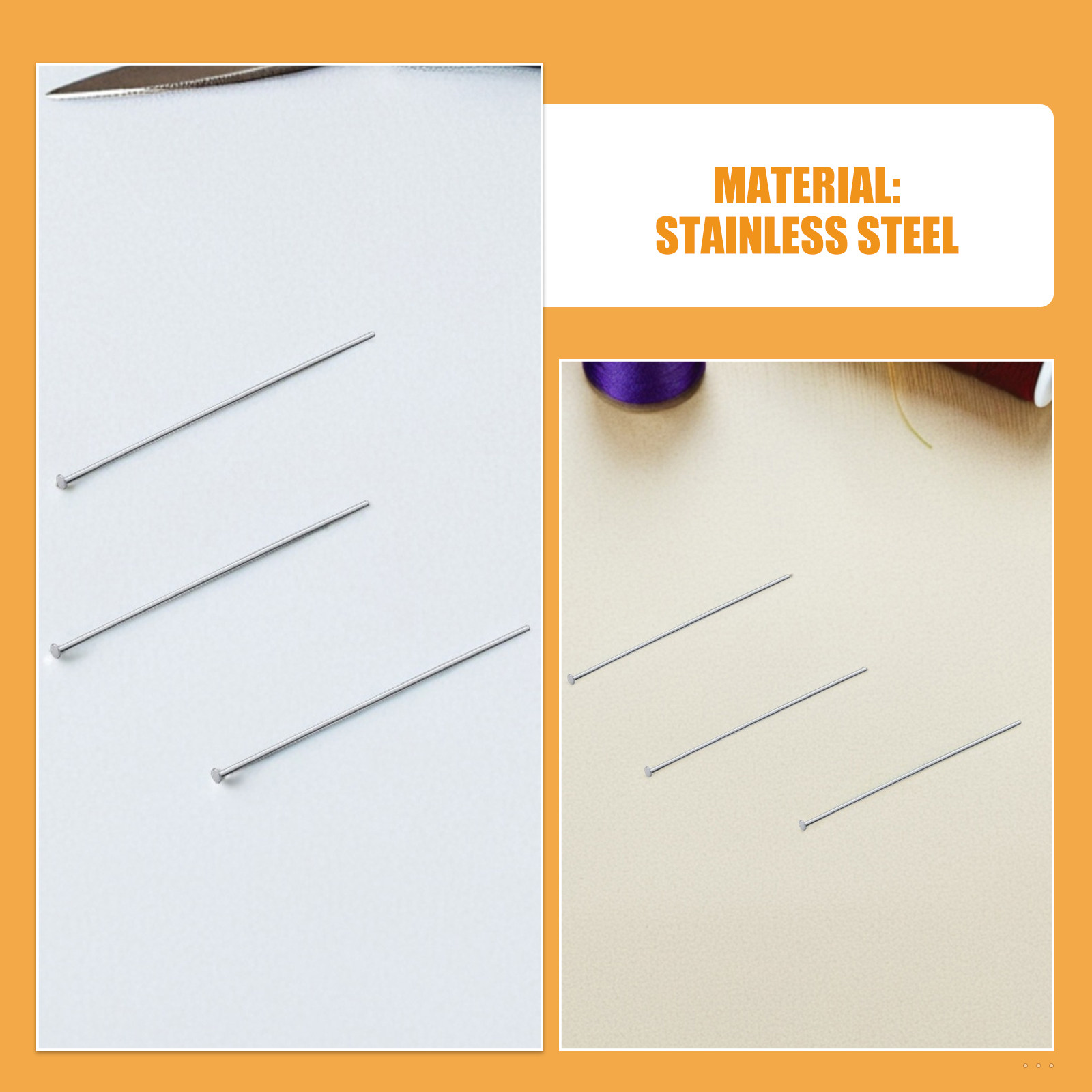 300Pcs Stainless Steel Flat He - Jewelry Making Head Pins ulasan dan harga