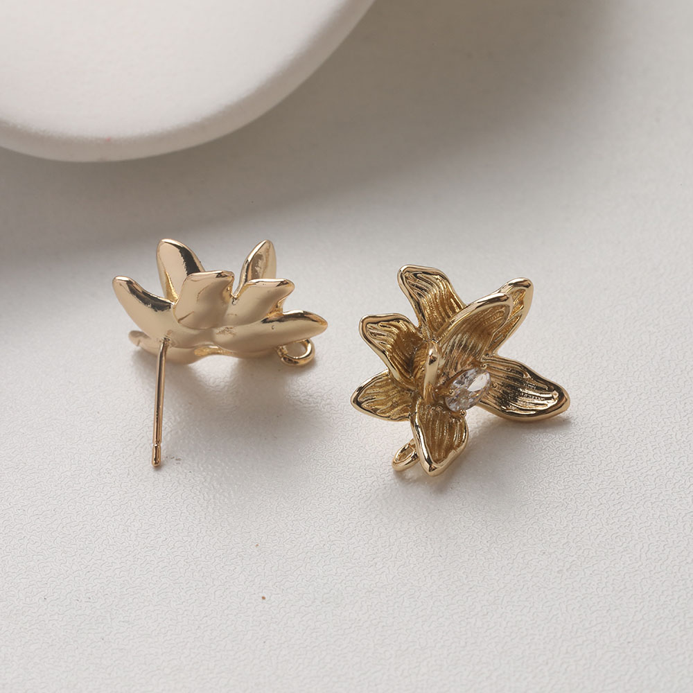 4PCS Dainty Flower Ear Studs E - Jewelry Making Head Pins ulasan dan harga