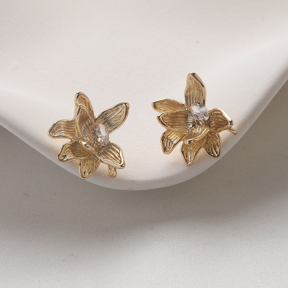 4PCS Dainty Flower Ear Studs E - Jewelry Making Head Pins ulasan dan harga