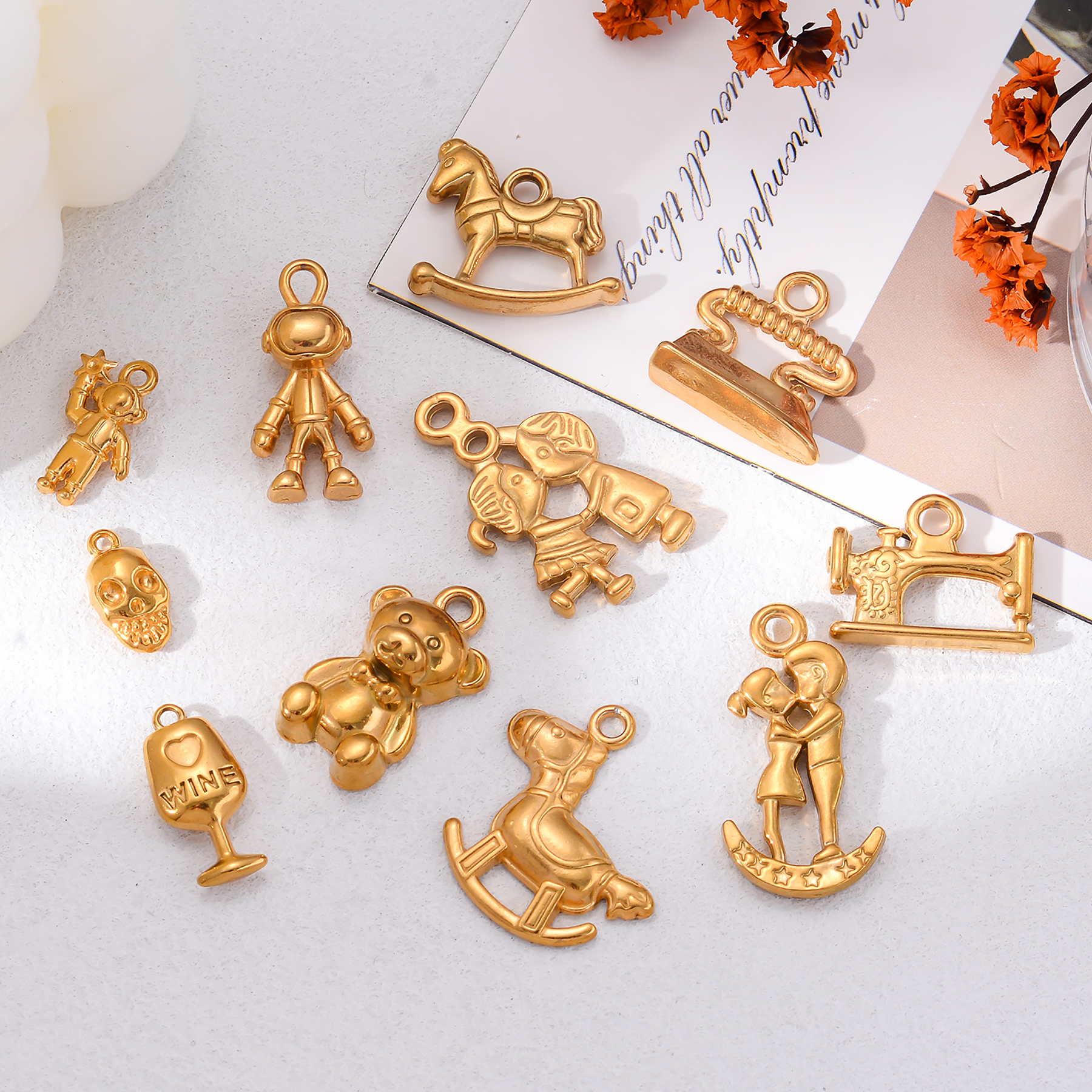 2Pcs Stainless Steel Bear Rock - Jewelry Making For Couples ulasan dan harga
