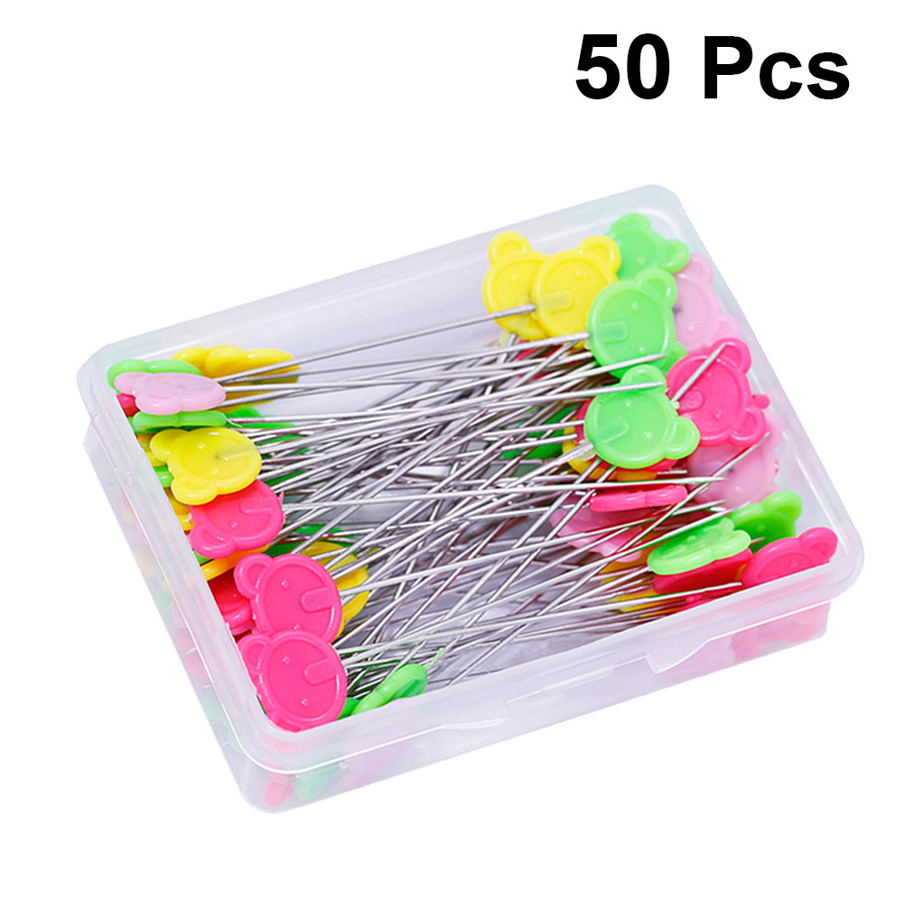 50Pcs Assorted Color Flat Bear - Head Pin Assorted ulasan dan harga