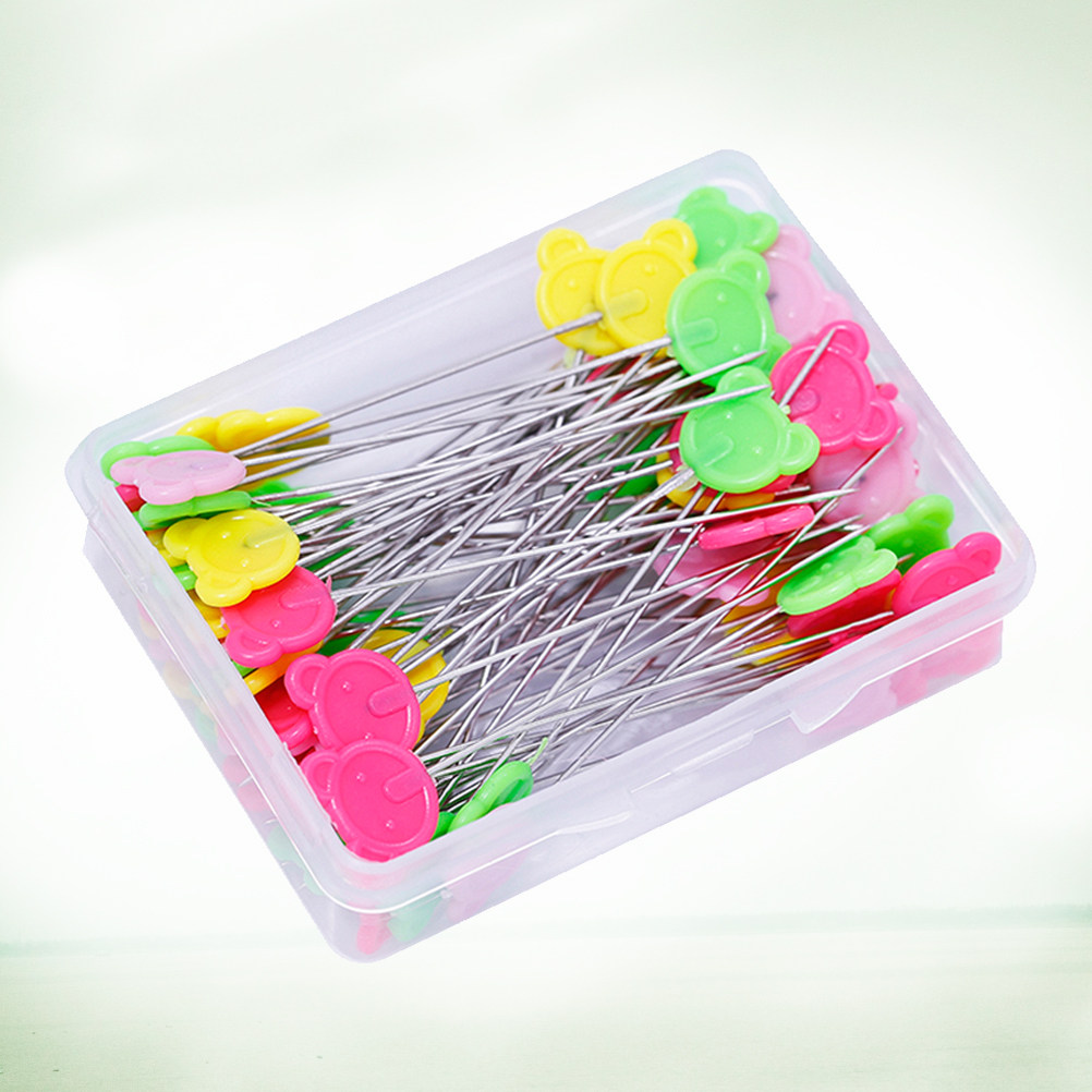 50Pcs Assorted Color Flat Bear - Head Pin Assorted ulasan dan harga