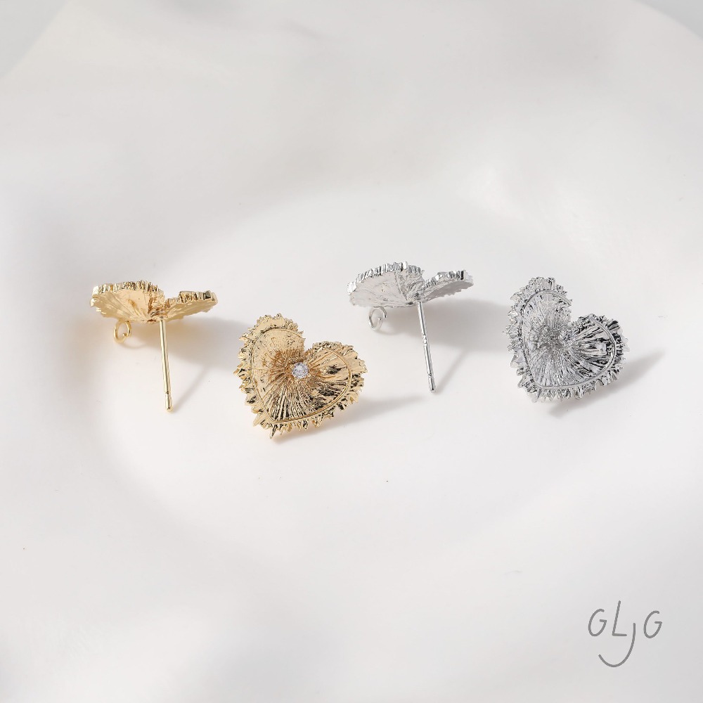 4PCS Heart Charms Stud Earring - Jewelry Making Head Pins ulasan dan harga