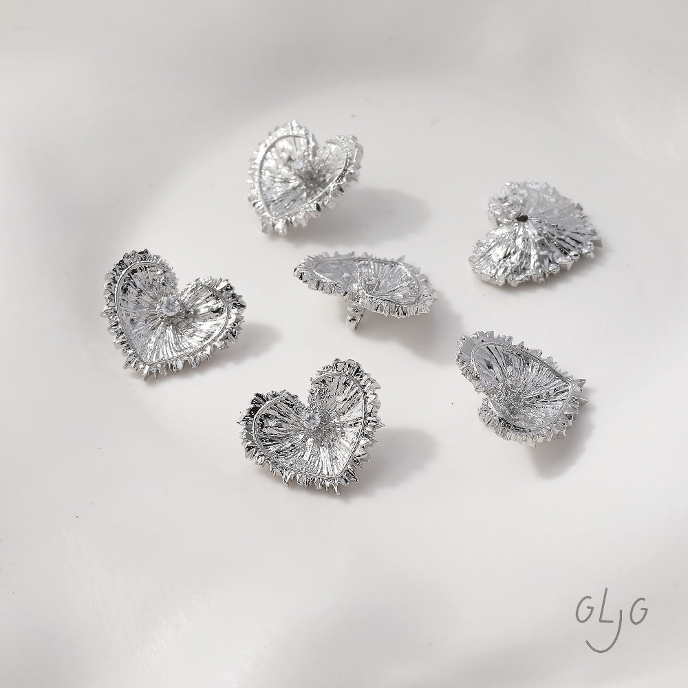 4PCS Heart Charms Stud Earring - Jewelry Making Head Pins ulasan dan harga